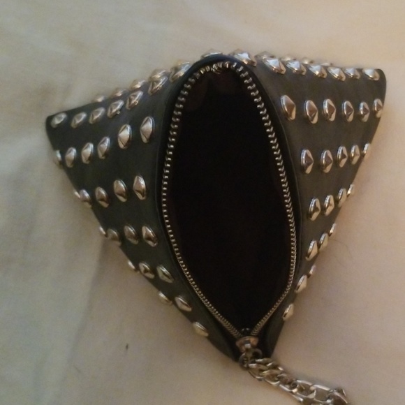 Studded Triangle wristlet BLACK left - Picture 2 of 3